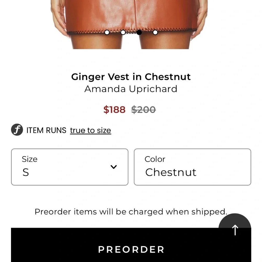 NWOT Amanda Uprichard MEDIUM Ginger vest and skirt set in Chestnut